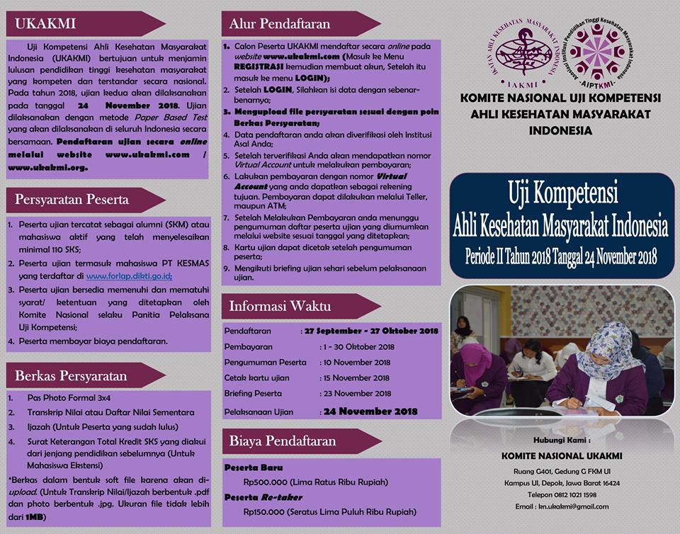 Read more about the article Procedures for Registration of Indonesian Public Health Expert Competency Exams Starting November 24, 2018