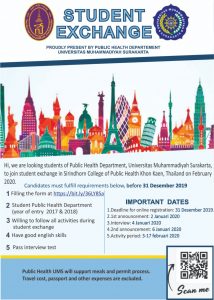 Read more about the article Announcement of Student Exchange Srindhorn College Public Health Khon Kaen, Thailand 2020 Thailand